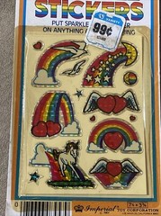Vintage 80s Prism Twinkle Stickers Butterfly Sparkle Rainbow Unicorn Imperial