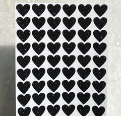 Black Glitter Heart Sticker Sheet! – Choose a Size – Cute & Sparkly!