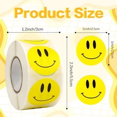 Smiley Face Stickers, 500PCS Happy Face Stickers, 1 Inch Yellow Happy Faces Deca