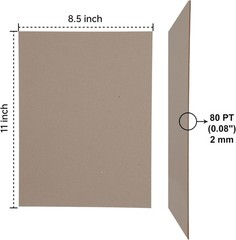 Chipboard Sheets 8.5×11 80PT 2mm Thick 20pcs Heavy Duty Book Craft Backing Board