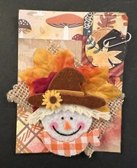 #2704 Fall Scarecrow Handmade Ephemera Embellishment Set Tags Clusters Corners
