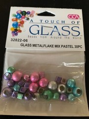 A TOUCH OF GLASS – GLASS METAL-FLAKE MIX PASTEL – GLITTERED COLORED BEADS 30 PCS