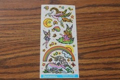 Rare 1982 Illuminations Fantasies Sticker sheet Unicorn Fantasy fairies sun moon