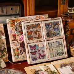 100pcs Vintage Butterfly Flowers Stickers Large Box DIY Scrapbooking Supplies