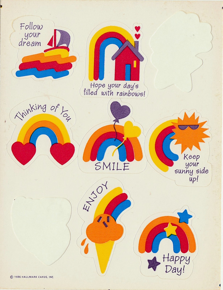 Vintage Hallmark Positive Encouragement Rainbow one PARTIAL sheet 1986 VG Cond