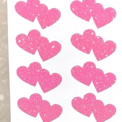 Glitter Double Heart Stickers! – 0.5” to 4 inch – Choose a Size and Color!