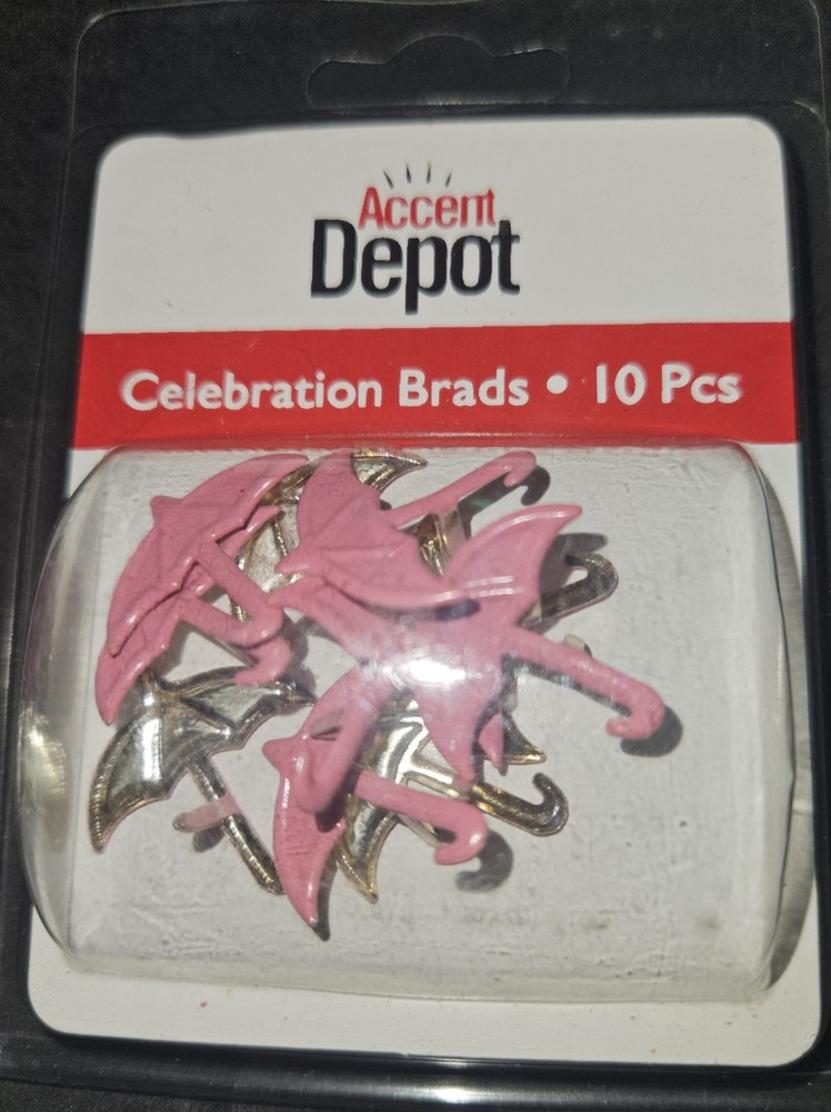 Accent Depot Brads – 10 pcs Pastel Pink Umbrella