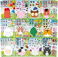 48 Animal Face Sticker Sheets for Kids – Fun Craft Party Favors & Gifts
