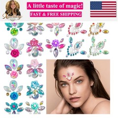 16Pcs Face Gems Stickers with Women Girls Diamond Forehead Sticker Rhinestone…