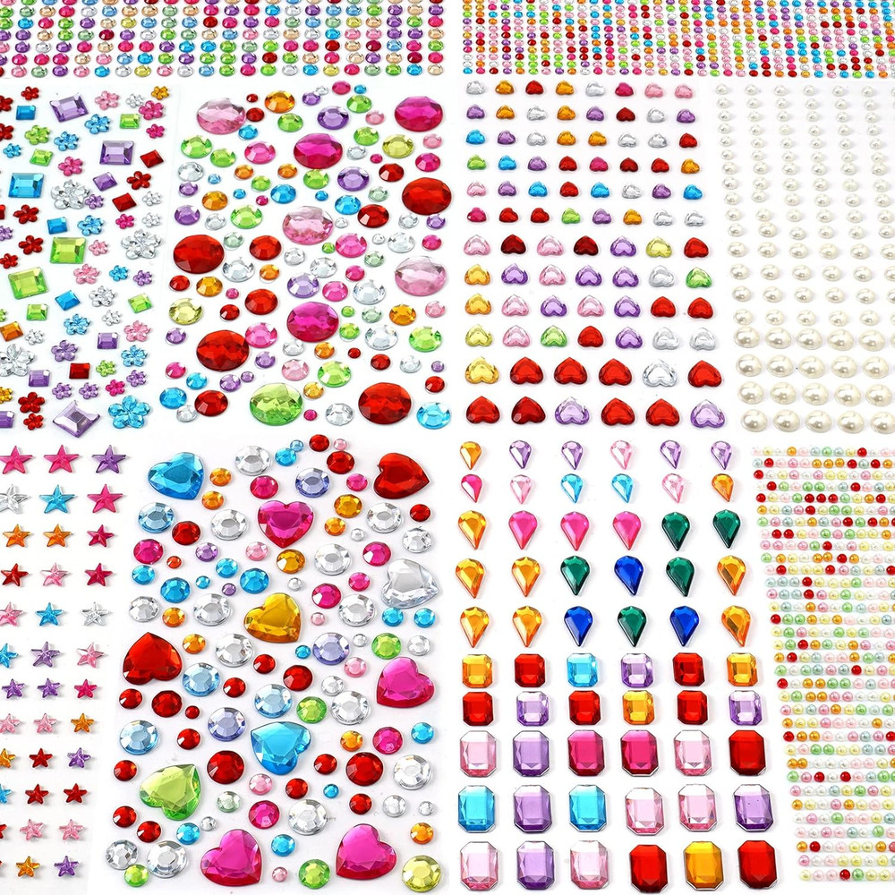 2774Pcs Gem Stickers Jewels for Crafts, Self Adhesive Rhinestone Jewel Stick on
