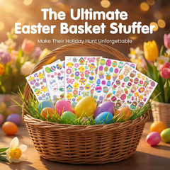 300 PCS Assorted Bunny Mini Stickers for Easter Party Favor DIY Craft Art, 6-Pac