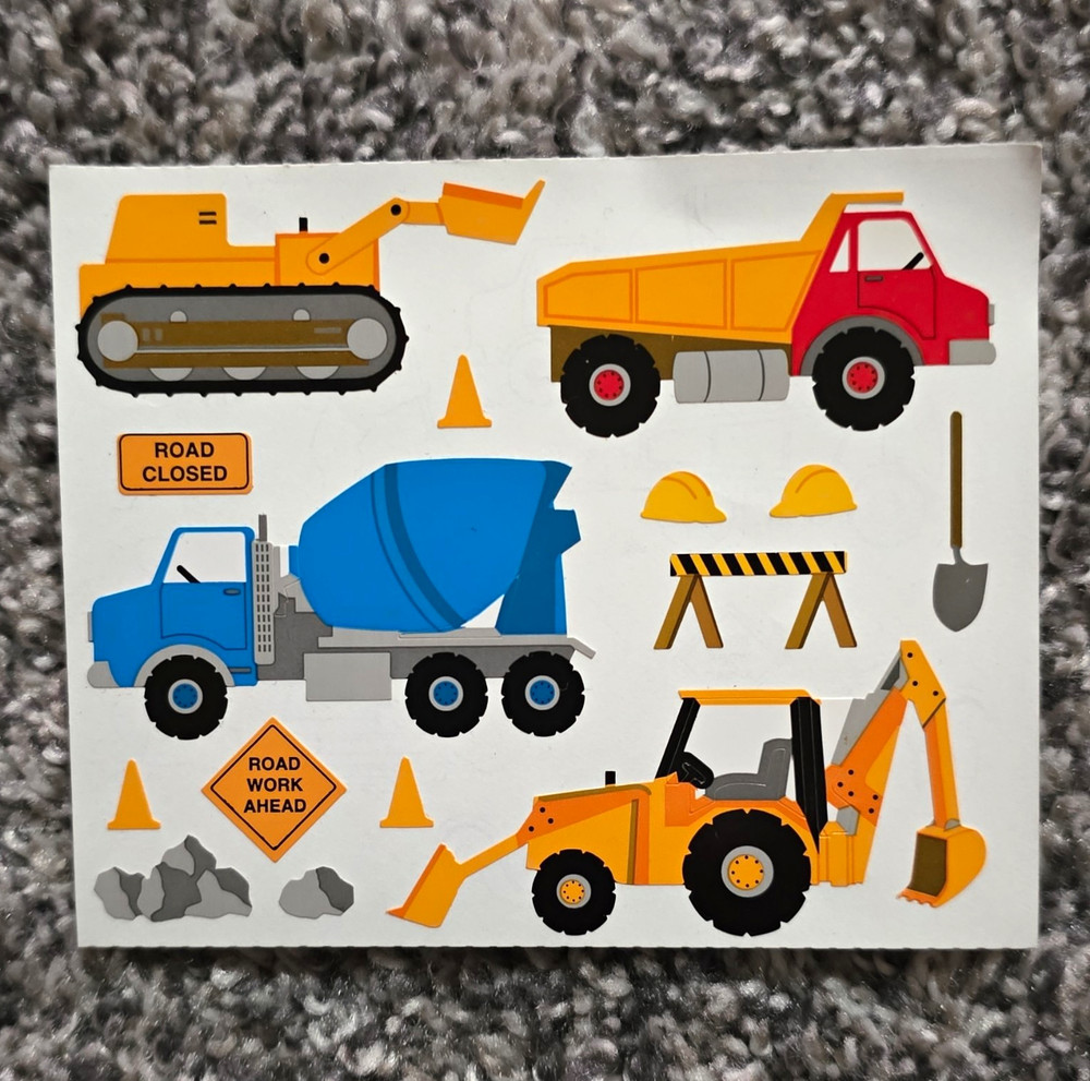 Mrs. Grossman’s Construction Vehicles Scrapbooking Sticker Sheet, Multicolor