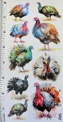 Violette Stickers Wild Turkey Scrapbook Craft Planner Supply Thanksgiving Birds