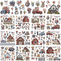 12 Sheets 4Th of July Rub on Transfers for Crafts and Furniture Patriotic Transf