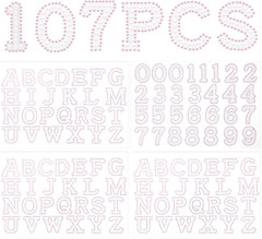 107 Pcs Pearl Letter Stickers,3 Sheets A-Z Glitter Rhinestone Letter and 1 Sheet