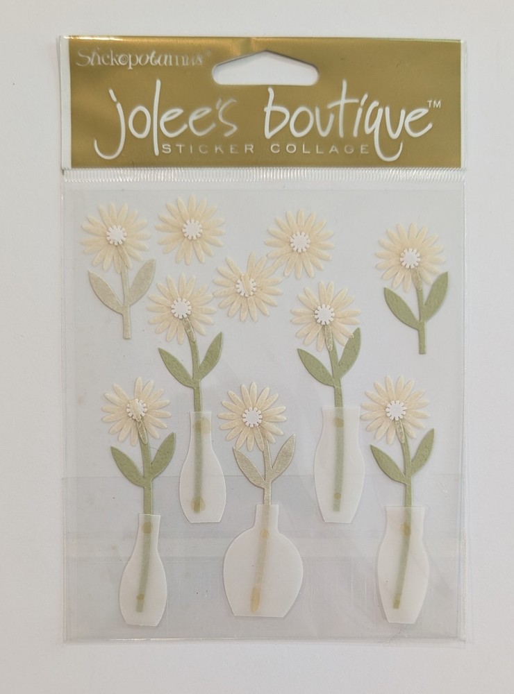 Jolee’s White Daisies In Vases Vellum Flowers Scrapbooking Stickers