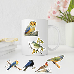 50Pcs Vintage Watercolor Bird Stickers – Aesthetic Nature Wildlife Stickers for