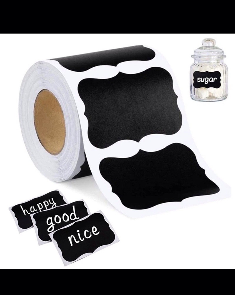 20pcs 300x/Roll Black Labels Stickers For Kitchen Jars Food Storage New（20）