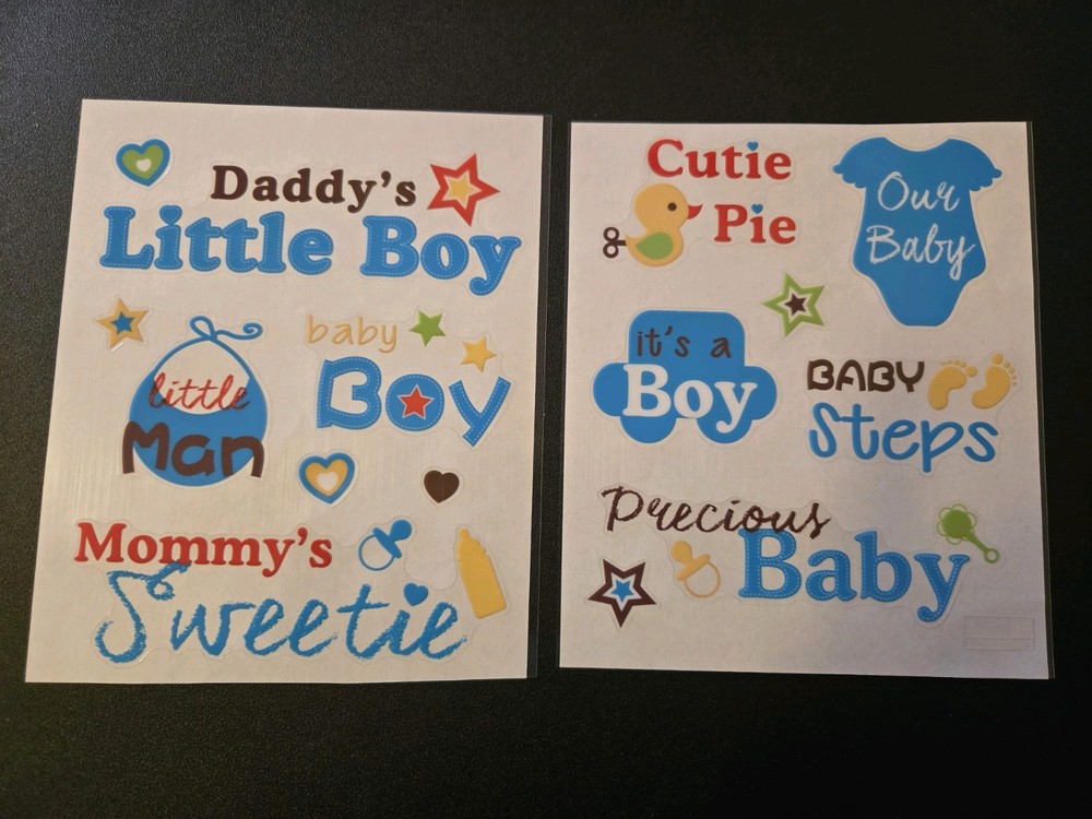 Forever In Time Precious Baby Boy Blue Titles Scrapbook Sticker Cutie Sweetie