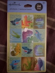 Hallmark Stickers DINOSAURS And SHARKS 2 Sheets 24 Pieces NIP