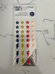 American Craft Shimelle Field Trip Enamel Stickers Star Dot Bolt Scrapbooking