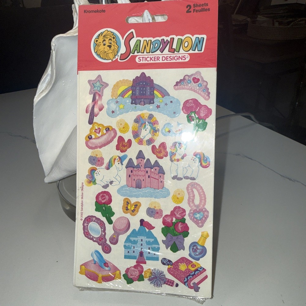 VTG 2002 Sandylion Stickers Unicorn Rainbow Castle Fantasy