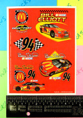 Vintage Hallmark Nascar Bill Elliot Mcdonalds Sticker Sheet