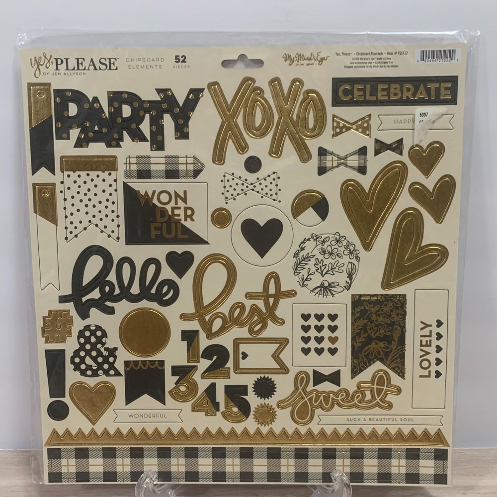 My Minds Eye «Yes, Please» Chipboard Pieces Crafts Scrapbooking Junk Journaling