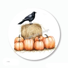 Autumn Pumpkins Crow Fall Party Favors Envelope Seals Scrapbook Stickers Labels