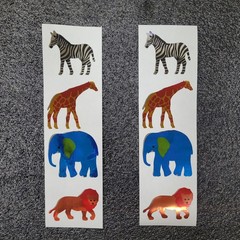 RARE ERROR HAMBLY STUDIOS «SAFARI ANIMALS» VINTAGE COLLECTABLE FOIL STICKERS