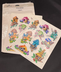 Vintage 1990s Hallmark Bird Birdhouse Stickers Two Sheets in Package Made in USA