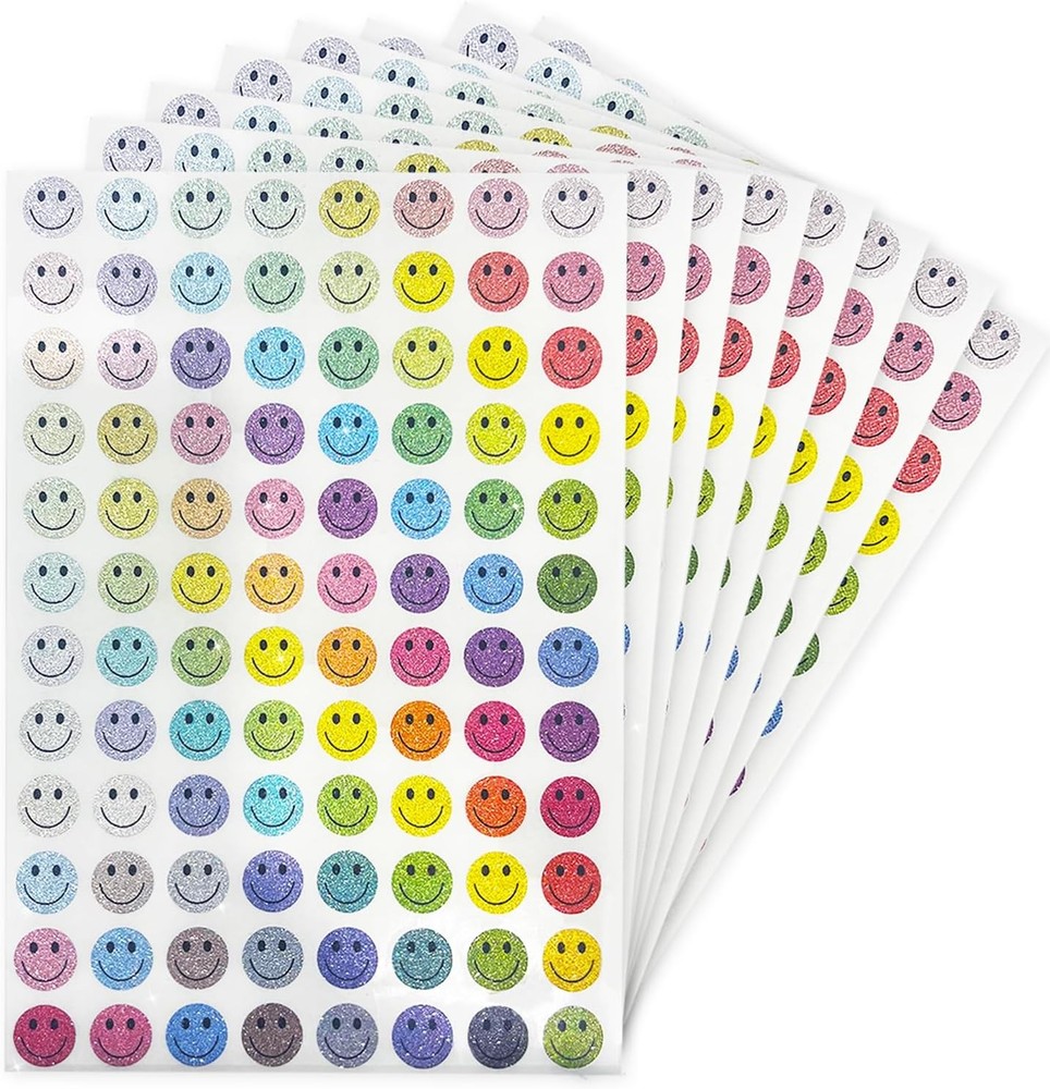 0.5 Inch Shiny Happy Face Stickers,Circle Dots Labels Reward Stickers Teachers S