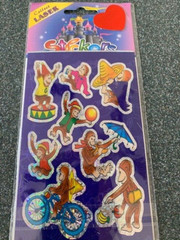 LASER STICKERS MONEY ADHESIVES MIXED MONKEY SHAPES DESIGNS MONKEYS 8PCS