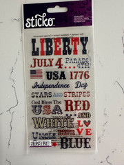 Sticko Autocollants Liberty Phrase Stickers July 4th Red White Blue Stars 1776