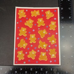 Vintage 1980s Fuzzy Flocked Stickers TEDDY BEARS Hallmark Cards 1 Page