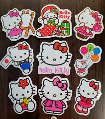 STICKERS x 10 Kitty Painter Lollipop Balloon Flag Flowers Dress JE23