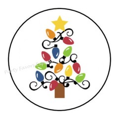 30 CHRISTMAS TREE LIGHT BULBS ENVELOPE SEALS LABELS STICKERS PARTY FAVORS 1.5″