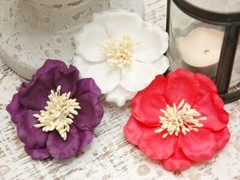 CAMELIA Pink Purple & White & Centres 3 Flower Pack Paper 80mm Across – Con A RB