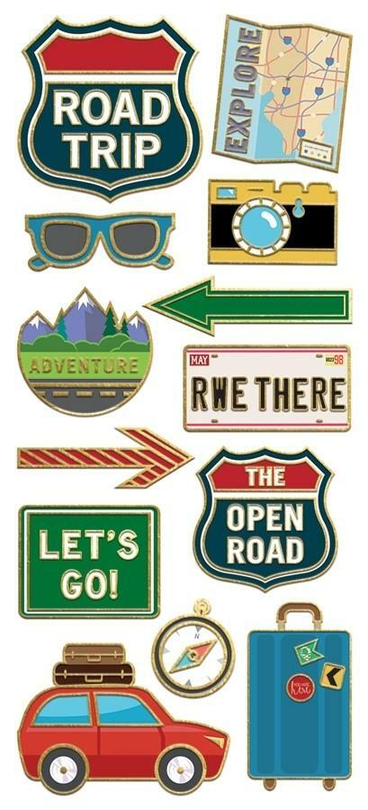 Crafts Stickers PH Faux Enamel Road Trip Map Sign Car Suitcase Camera RWE THERE