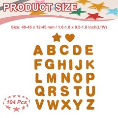Alphabet Foam Stickers, 104Pcs Letters A-Z EVA Self Adhesive Glitters, Orange