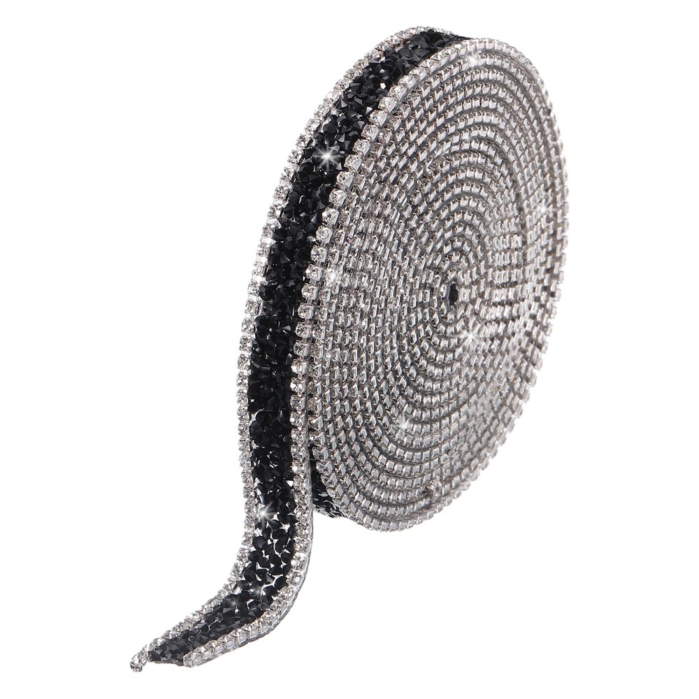 3 Yard 15mm Crystal Rhinestone Diamond Hotfix Ribbon Black