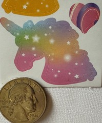UNICORN W/STARS Stickers(9pc) Heart•Rainbow•Fantasy•Heart •Mystical•Card Making￼