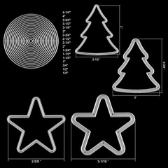 50Pack Dimensional Shaker Domes for Card Making Semicircle Stars Christmas Trees