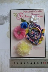 BLUE YELLOW PINK WHITE MIXED-Fabric Organza Flowers 15-65mm 5 Flower Pk O5 C NJC