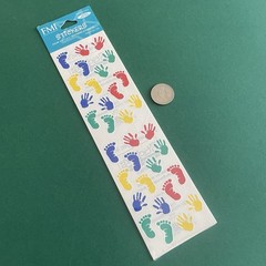 Vintage Frances Meyer Sticker Strips- Handprints New Baby Art Colorful Paint