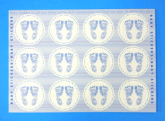 Baby Boy Footprints Blue Sticker Seals Sheets Set Of 3