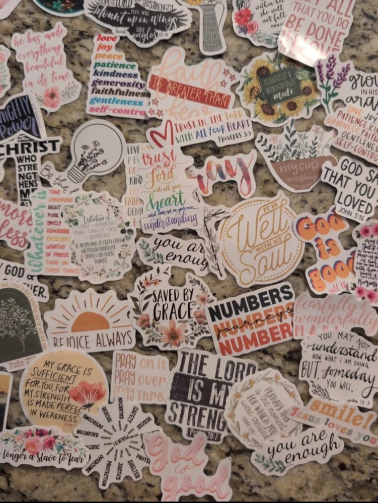 Inspirational Jesus Christian Stickers – 50Pcs Bible Verse Phrase Multicolor