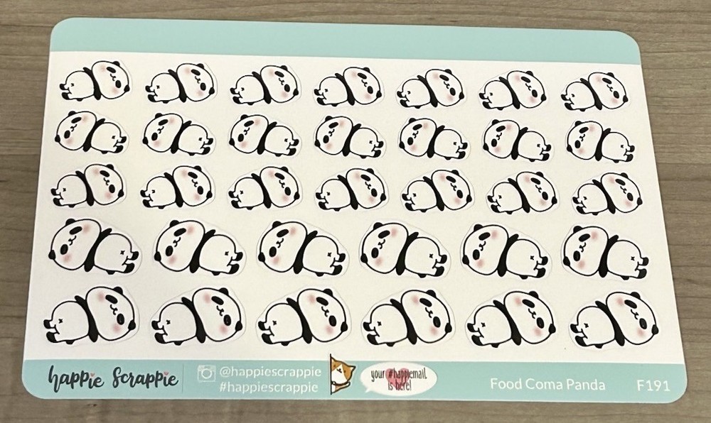 NEW Happie Scrappie “Food Coma Panda” 🐼 Sticker Sheet Stickers