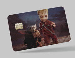 GROOT, 2 pc credit card skin & DEBIT CARD,TROLLEY & GYM