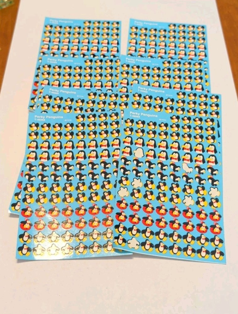 Vintage Print Trend Enterprises Perky Penguins Sticker Sheets 8 Sheets